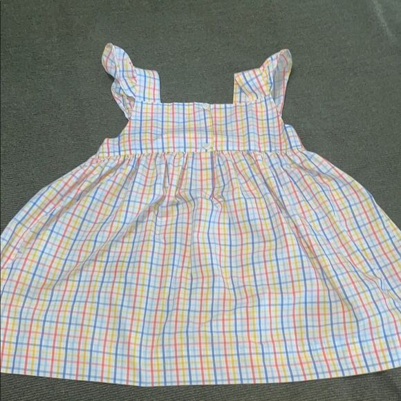Blue, Yellow and Pink Smocked Ruffled Sundress with Flutter Sleeves - Picture 6 of 7